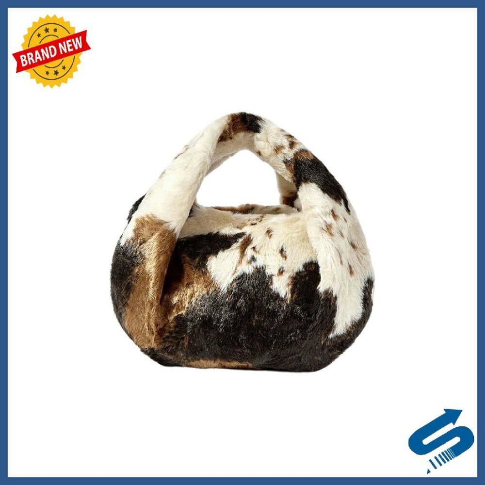 Faux Fur Cow Print Satchel Handbag Top Handle Purse Women's